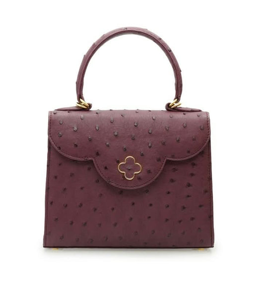 First Lady Burgundy ostrich leather handbag