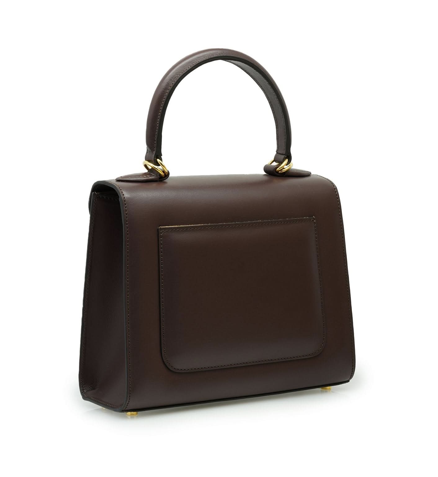 حقيبة يد جلدية عادية بلون الشوكولاتة من First Lady Secrets