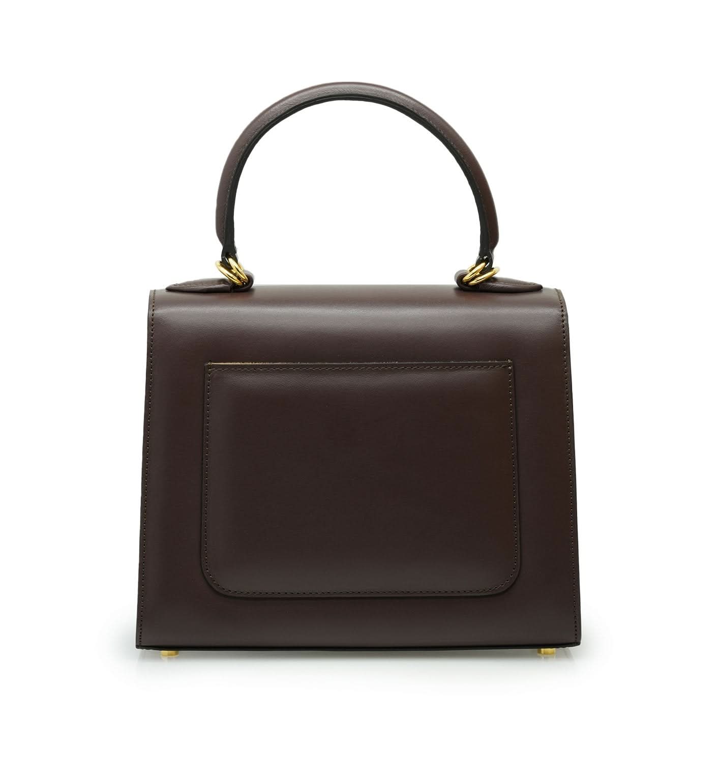 حقيبة يد جلدية عادية بلون الشوكولاتة من First Lady Secrets