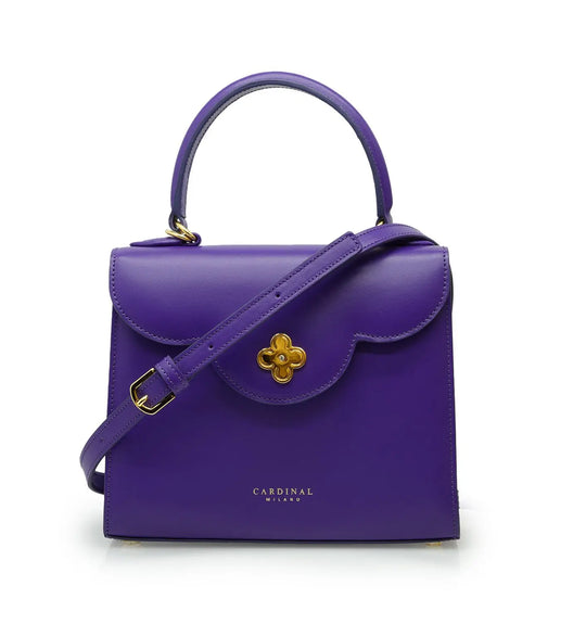 First Lady Purple Plain Calf Leather Handbag