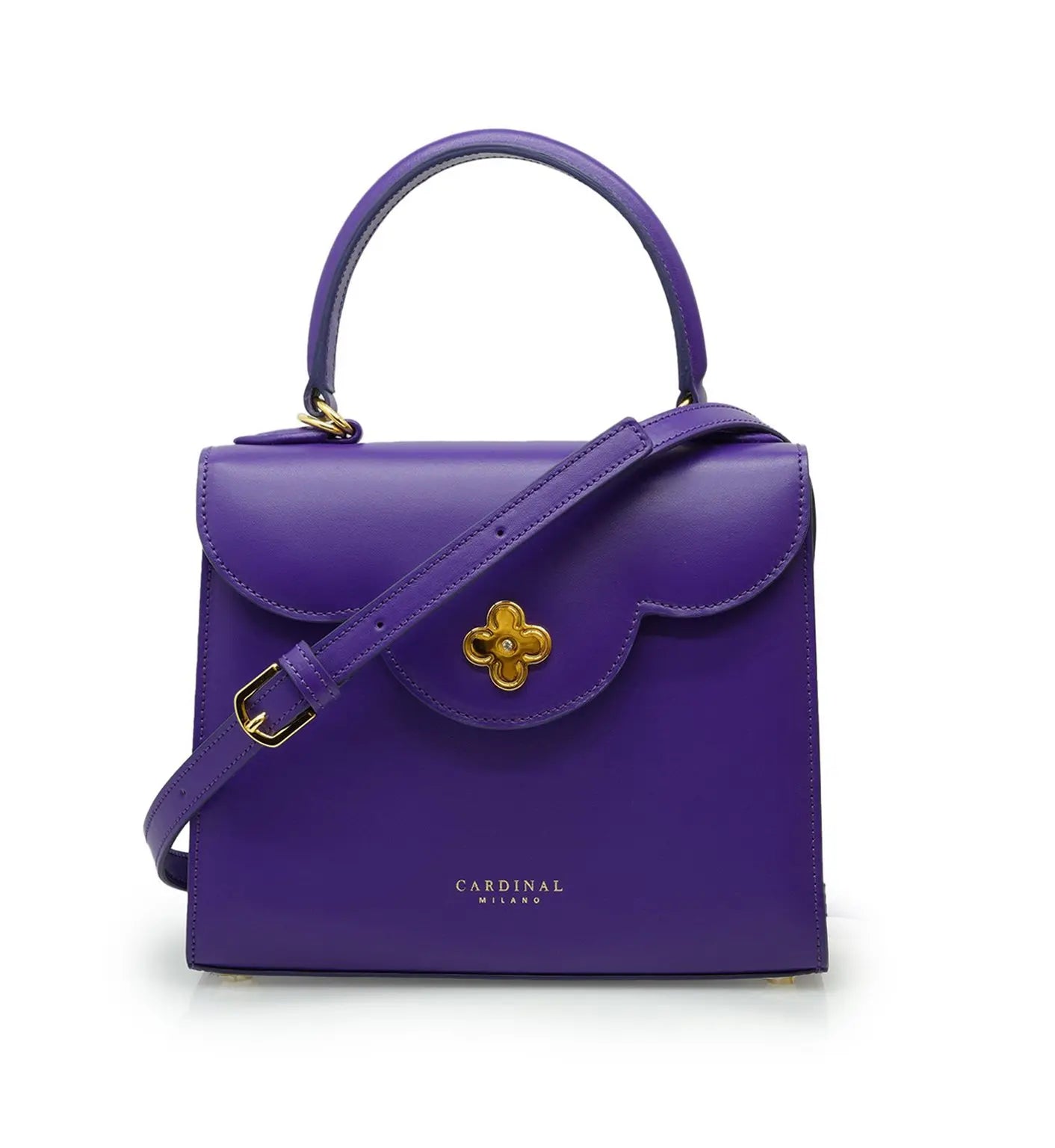 First Lady Purple Plain Calf Leather Handbag