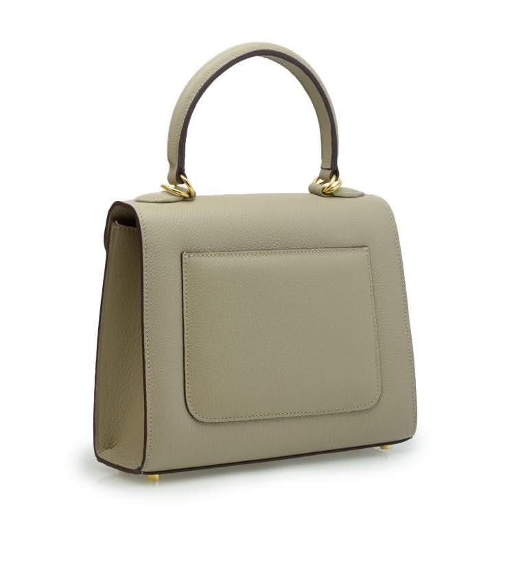 حقيبة يد جلدية باللون البني الداكن من السيدة الأولى