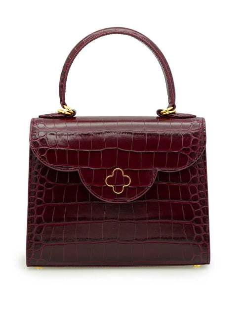 Load image into Gallery viewer, First Lady Burgundy Crocodile-Embossed Calf Leather Handbag
