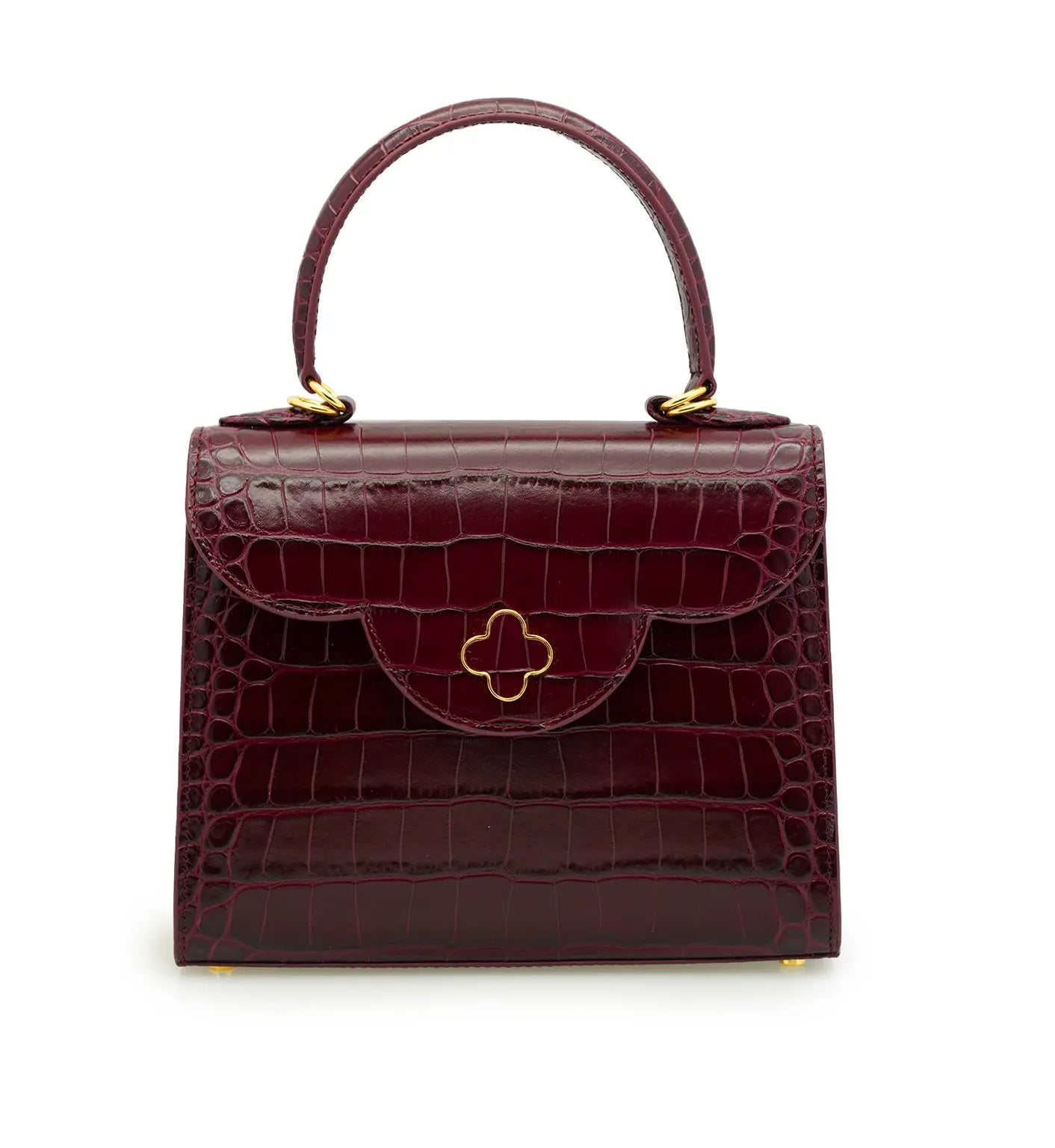 First Lady Burgundy Crocodile-Embossed Calf Leather Handbag