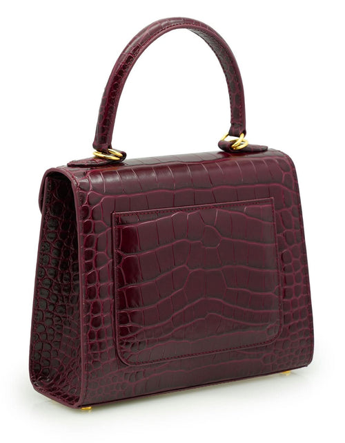 تحميل الصورة إلى عارض المعرض، حقيبة يد جلدية منقوش عليها جلد التمساح باللون العنابي للسيدة الأولى
