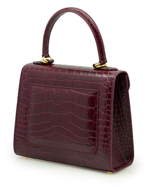 تحميل الصورة إلى عارض المعرض، حقيبة يد جلدية منقوش عليها جلد التمساح باللون العنابي للسيدة الأولى
