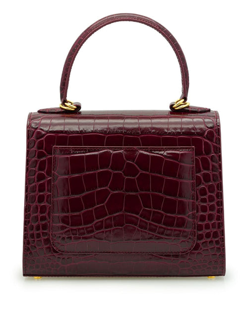 تحميل الصورة إلى عارض المعرض، حقيبة يد جلدية منقوش عليها جلد التمساح باللون العنابي للسيدة الأولى
