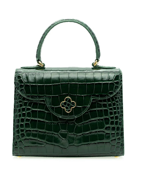 Load image into Gallery viewer, First Lady Green Crocodile-Embossed Calf Leather Handbag
