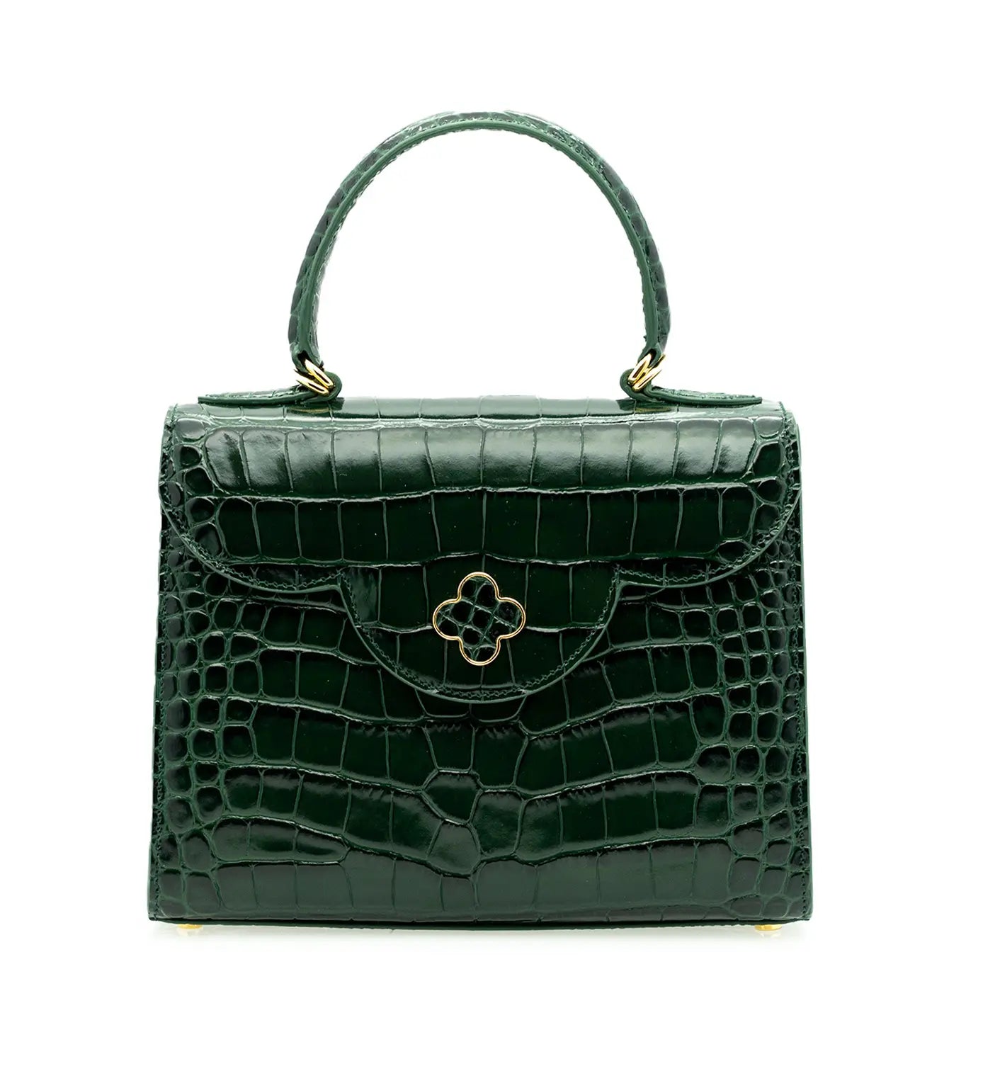 First Lady Green Crocodile-Embossed Calf Leather Handbag