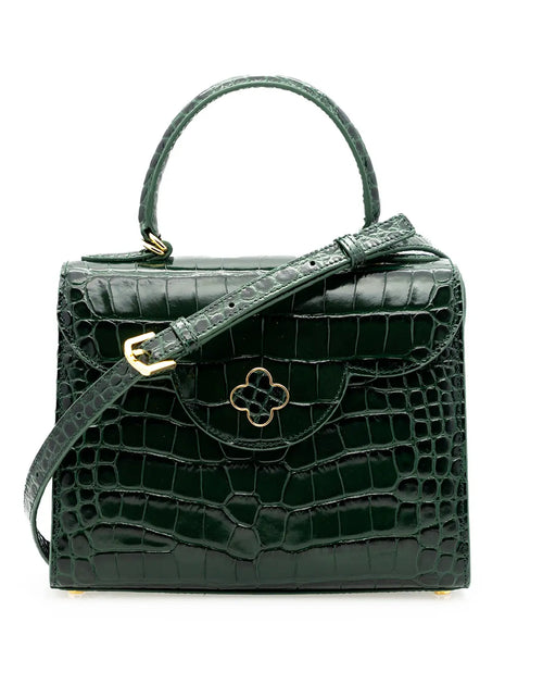 Load image into Gallery viewer, First Lady Green Crocodile-Embossed Calf Leather Handbag
