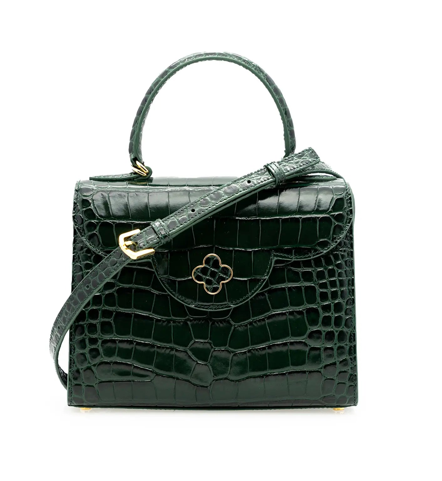 First Lady Green Crocodile-Embossed Calf Leather Handbag