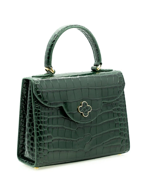 Load image into Gallery viewer, First Lady Green Crocodile-Embossed Calf Leather Handbag
