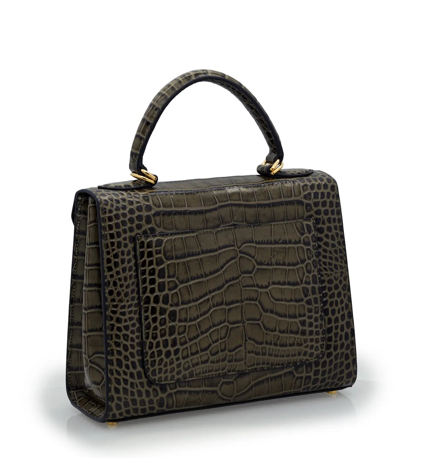 First Lady Grey Crocodile-Embossed Calf Leather Handbag