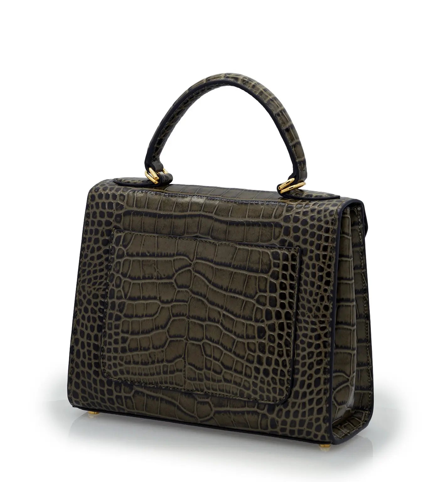 First Lady Grey Crocodile-Embossed Calf Leather Handbag