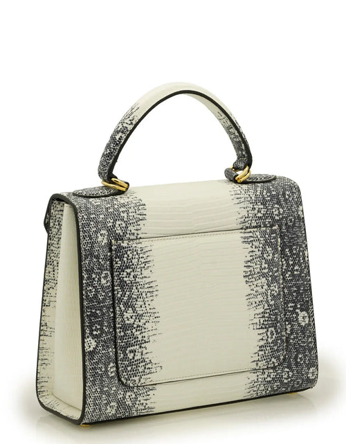 Load image into Gallery viewer, First Lady Grey Lizard-Embossed Calf Leather Handbag
