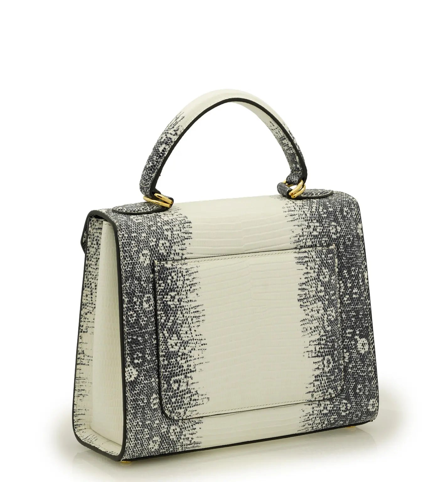 First Lady Grey Lizard-Embossed Calf Leather Handbag