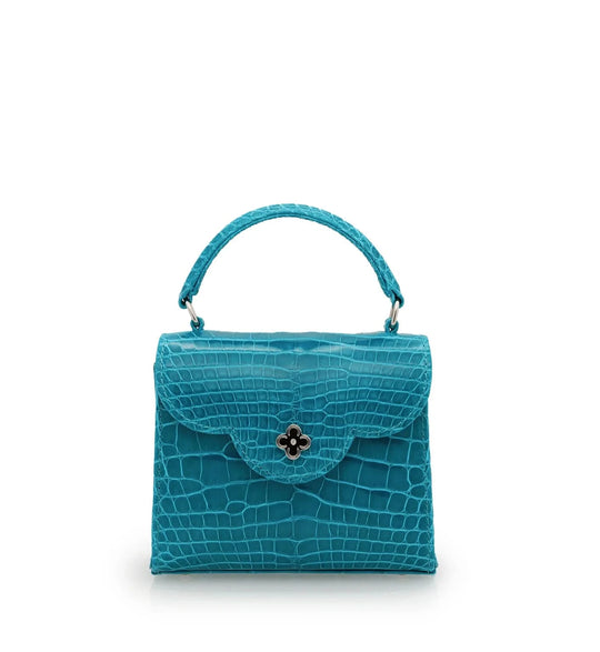 First Lady Aquamarine alligator leather micro bag