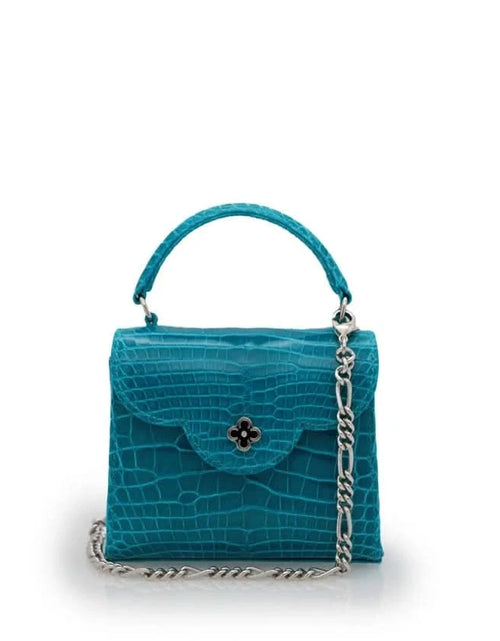 Load image into Gallery viewer, First Lady Aquamarine alligator leather micro bag
