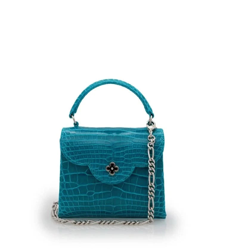 First Lady Aquamarine alligator leather micro bag