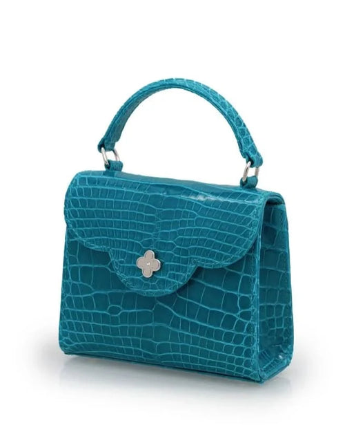 Load image into Gallery viewer, First Lady Aquamarine alligator leather micro bag
