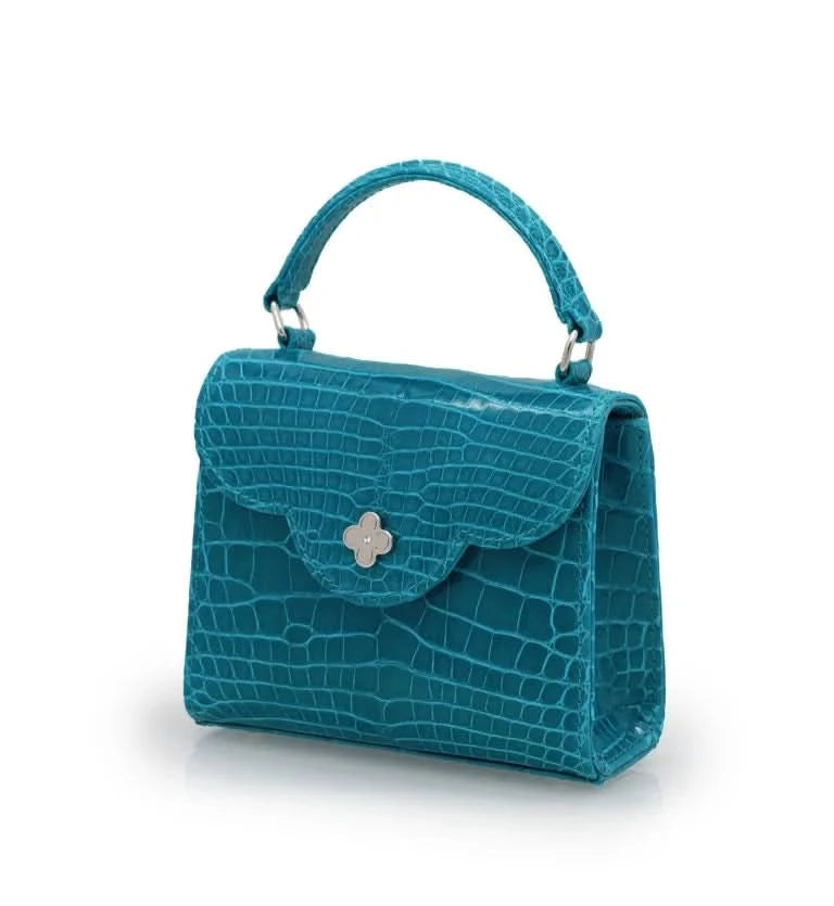 First Lady Aquamarine alligator leather micro bag