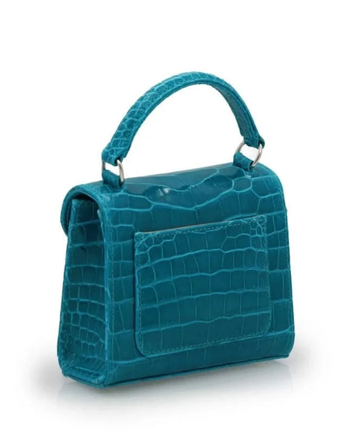 Load image into Gallery viewer, First Lady Aquamarine alligator leather micro bag
