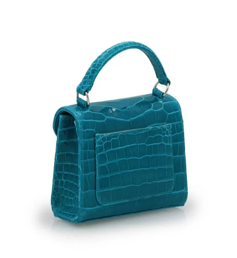 First Lady Aquamarine alligator leather micro bag