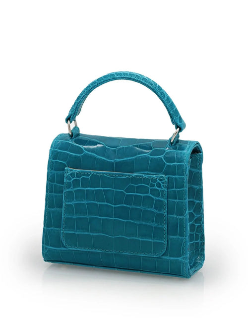 Load image into Gallery viewer, First Lady Aquamarine alligator leather micro bag
