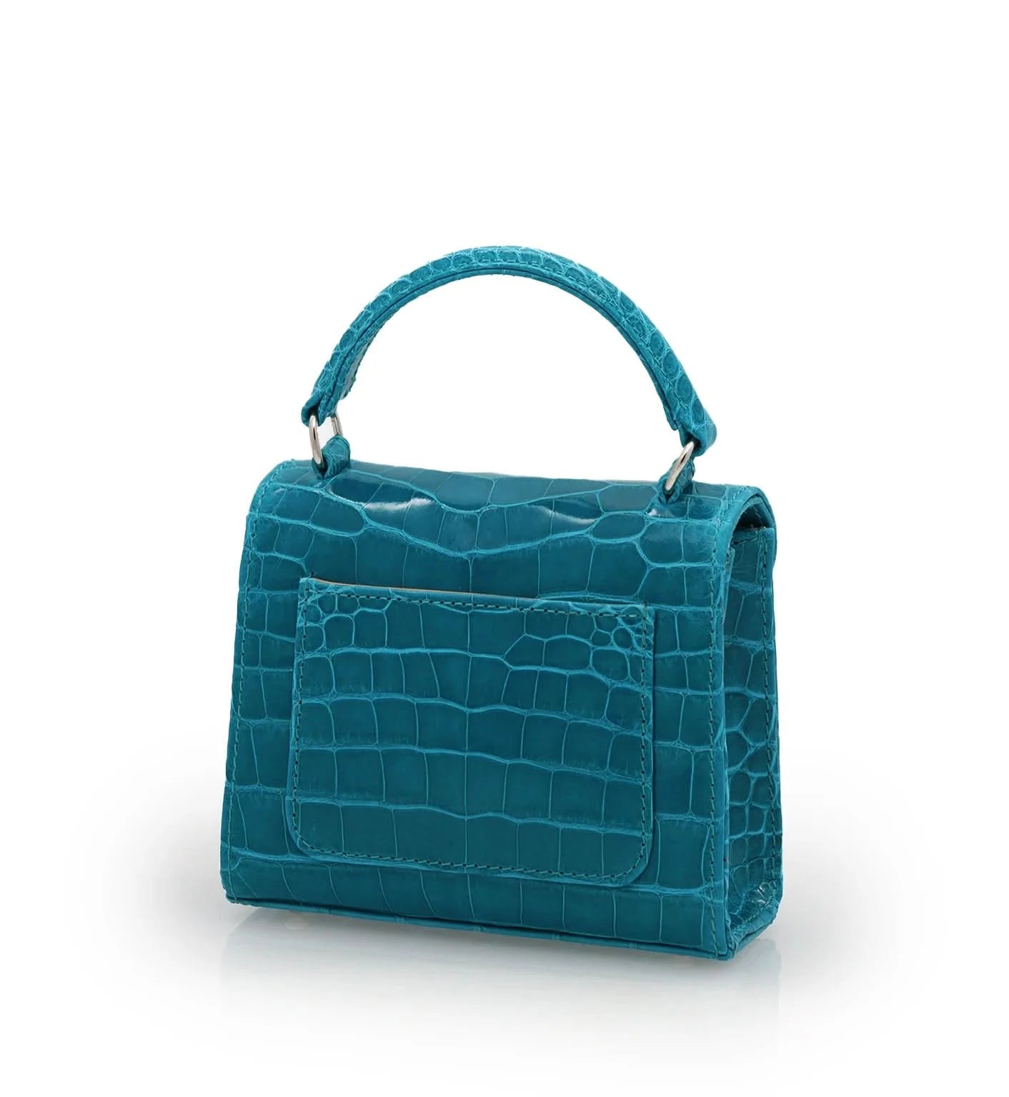 First Lady Aquamarine alligator leather micro bag