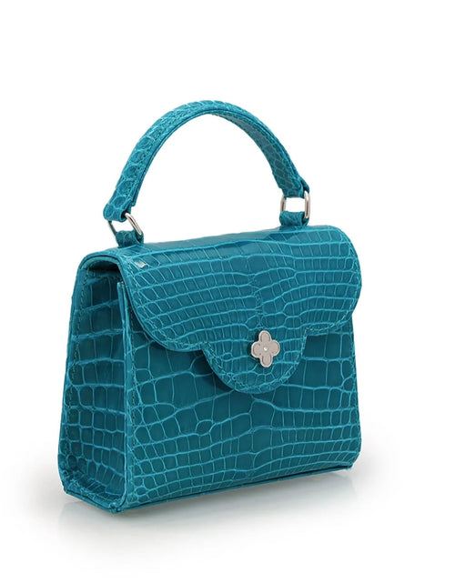 Load image into Gallery viewer, First Lady Aquamarine alligator leather micro bag
