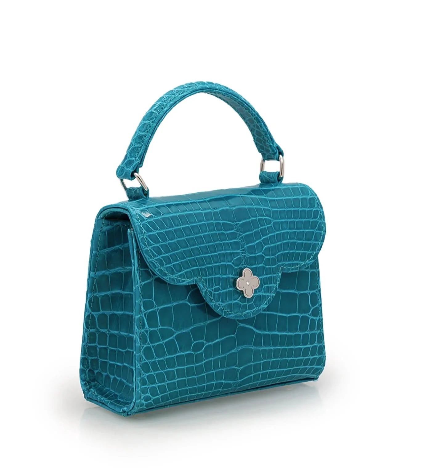 First Lady Aquamarine alligator leather micro bag