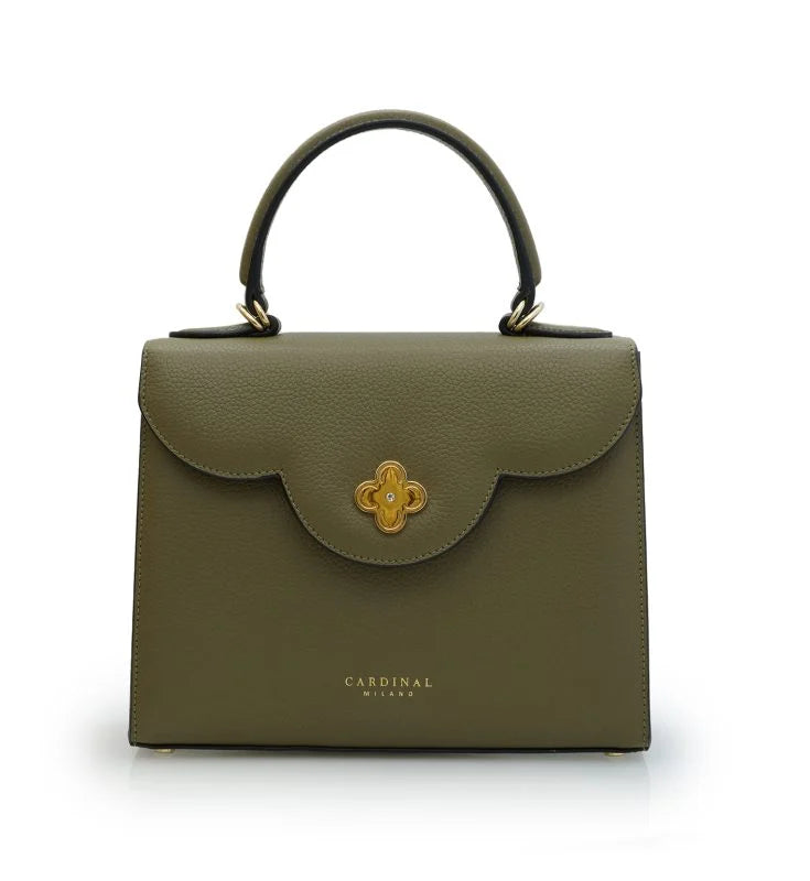 First Lady Military green textured leather handbag