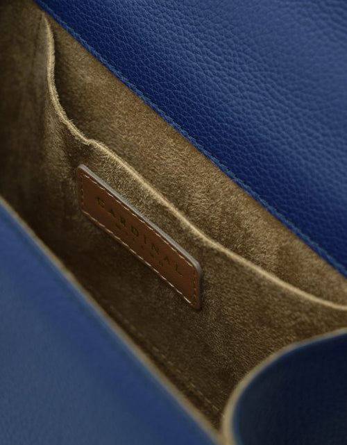Load image into Gallery viewer, First Lady Flower-twist antique gold Navy blue textured leather handbag
