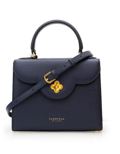 Load image into Gallery viewer, First Lady Diamond navy blue textured leather handbag

