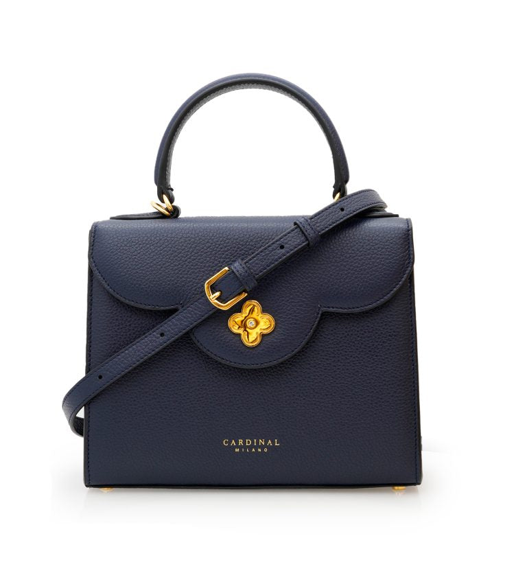 First Lady Diamond navy blue textured leather handbag
