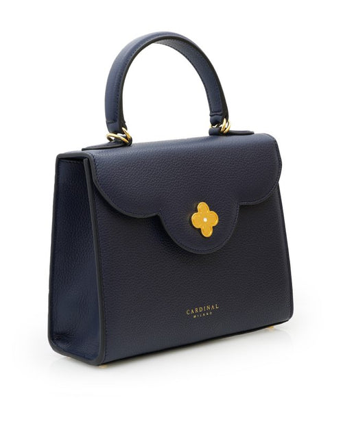 Load image into Gallery viewer, First Lady Diamond navy blue textured leather handbag
