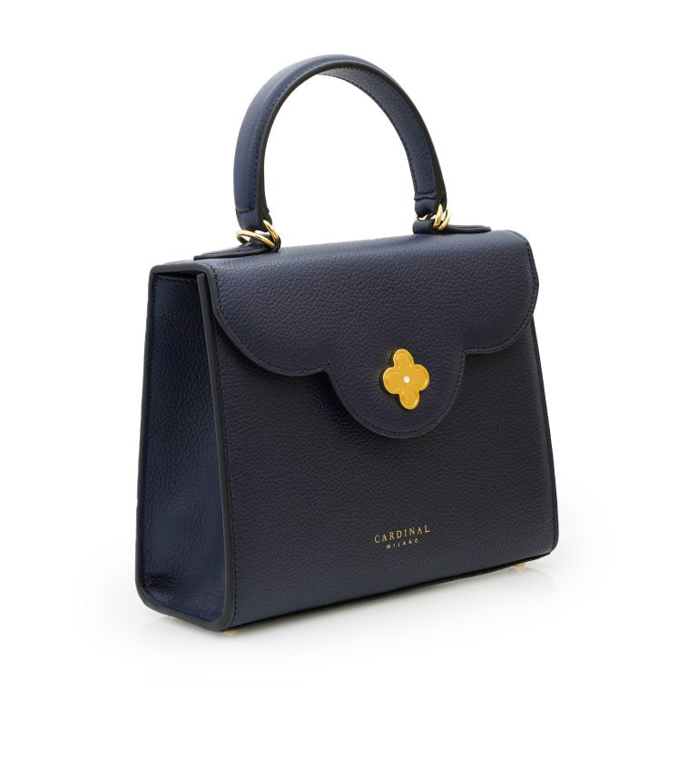 First Lady Diamond navy blue textured leather handbag