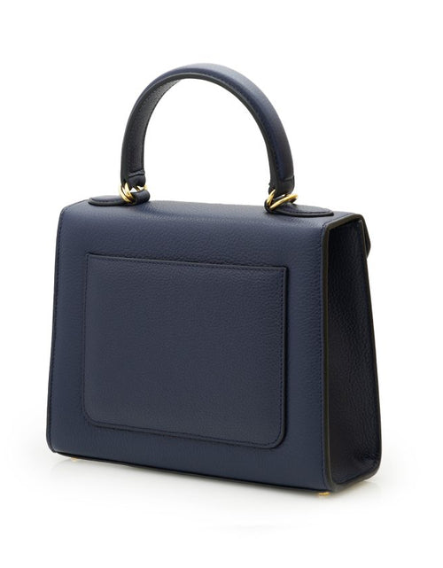 Load image into Gallery viewer, First Lady Diamond navy blue textured leather handbag
