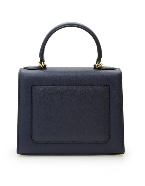 Load image into Gallery viewer, First Lady Diamond navy blue textured leather handbag
