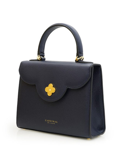 Load image into Gallery viewer, First Lady Diamond navy blue textured leather handbag
