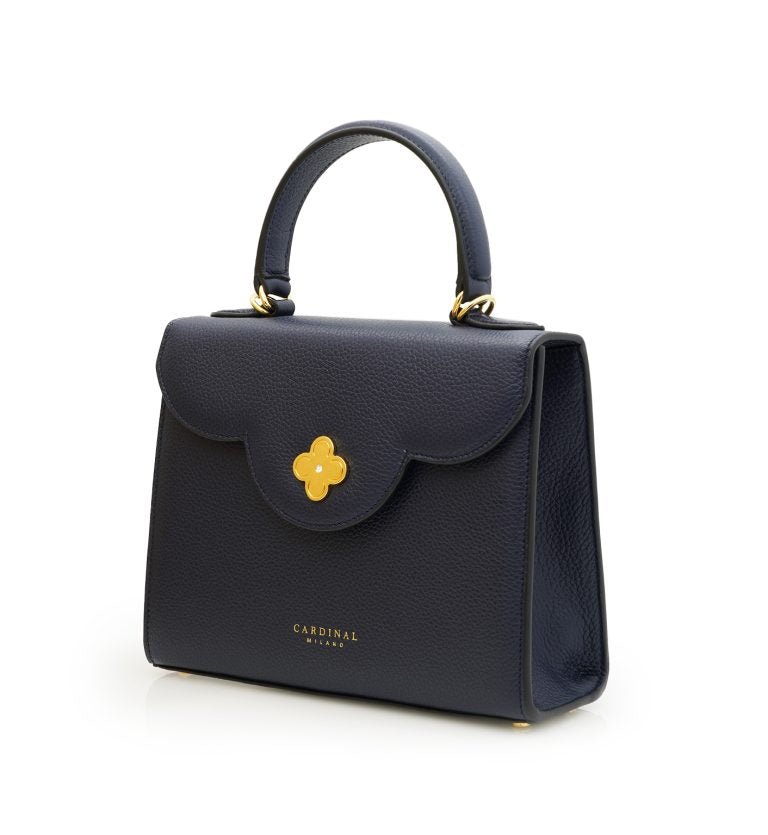 First Lady Diamond navy blue textured leather handbag