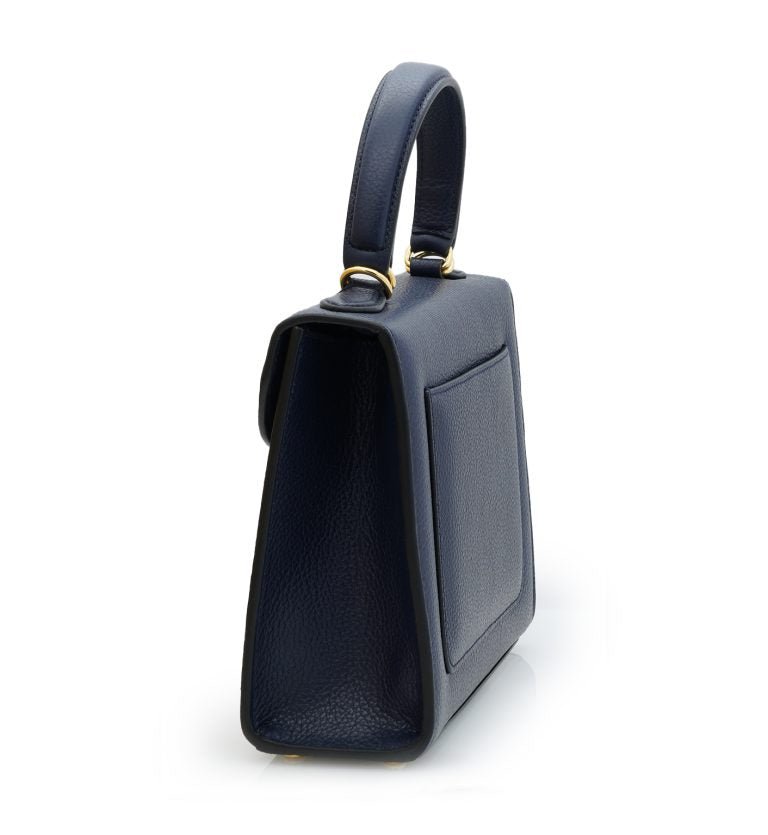 First Lady Diamond navy blue textured leather handbag