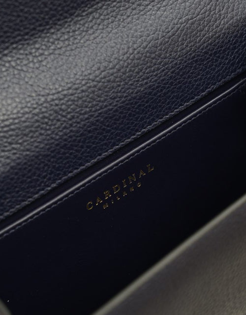 Load image into Gallery viewer, First Lady Diamond navy blue textured leather handbag
