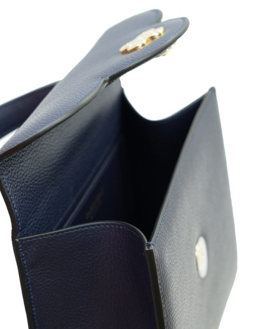 Load image into Gallery viewer, First Lady Diamond navy blue textured leather handbag
