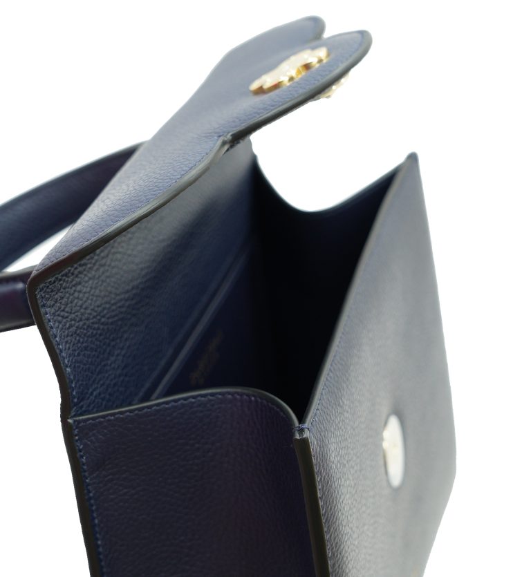 First Lady Diamond navy blue textured leather handbag