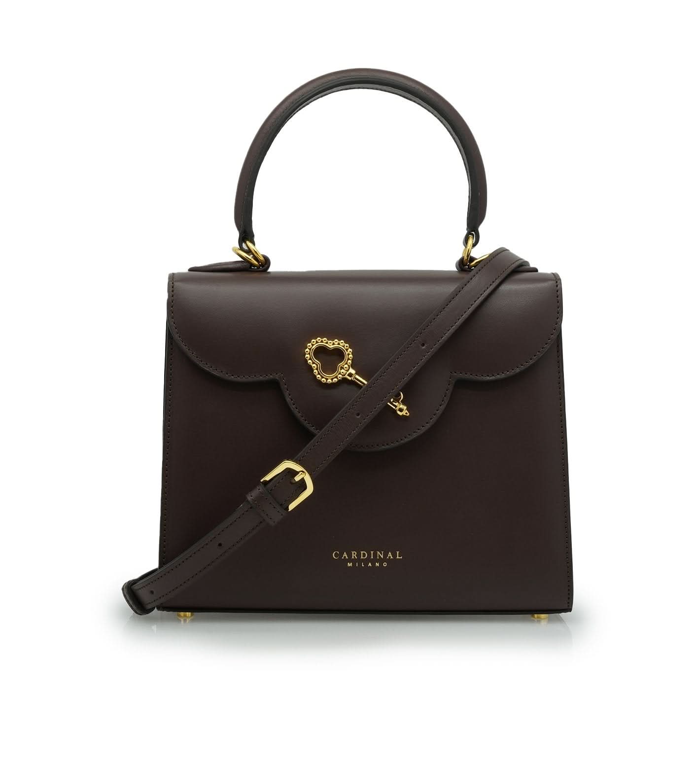 حقيبة يد جلدية عادية بلون الشوكولاتة من First Lady Secrets