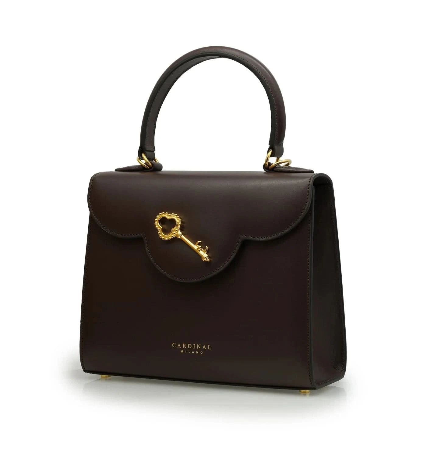 حقيبة يد جلدية عادية بلون الشوكولاتة من First Lady Secrets