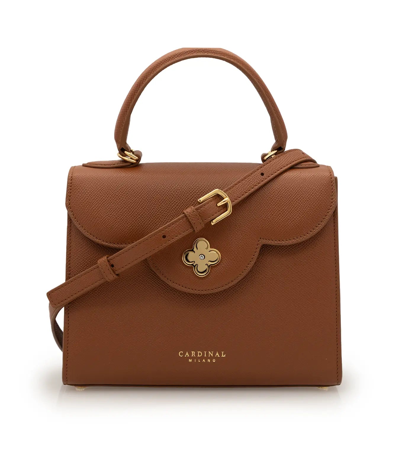 First Lady Brown Textured Calf Leather Handbag