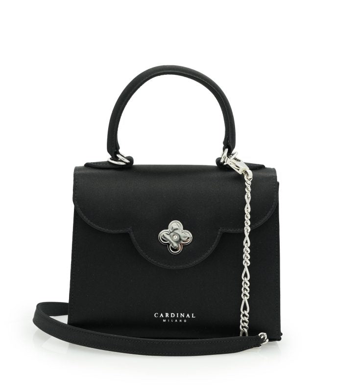 First Lady Diamond black satin handbag