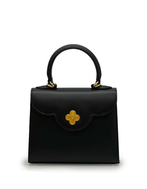 تحميل الصورة إلى عارض المعرض، حقيبة يد صغيرة من الجلد الأسود الماسي للسيدة الأولى
